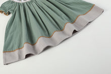 Load image into Gallery viewer, Sage Green Mallard Smocked Bishop Dress
