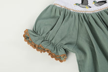 Load image into Gallery viewer, Sage Green Mallard Smocked Bishop Dress
