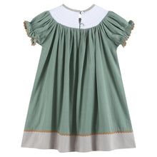 Load image into Gallery viewer, Sage Green Mallard Smocked Bishop Dress
