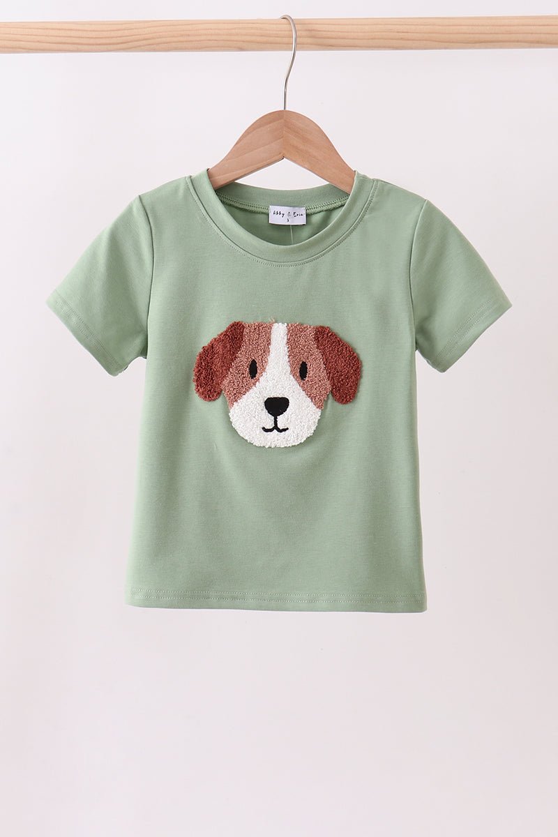 Sage puppy french knot top - Abbies Place