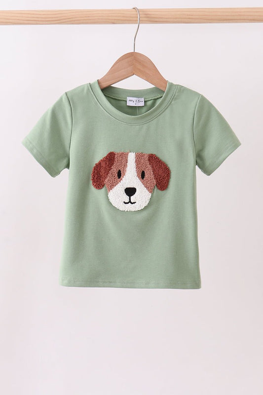 Sage puppy french knot top - Abbies Place