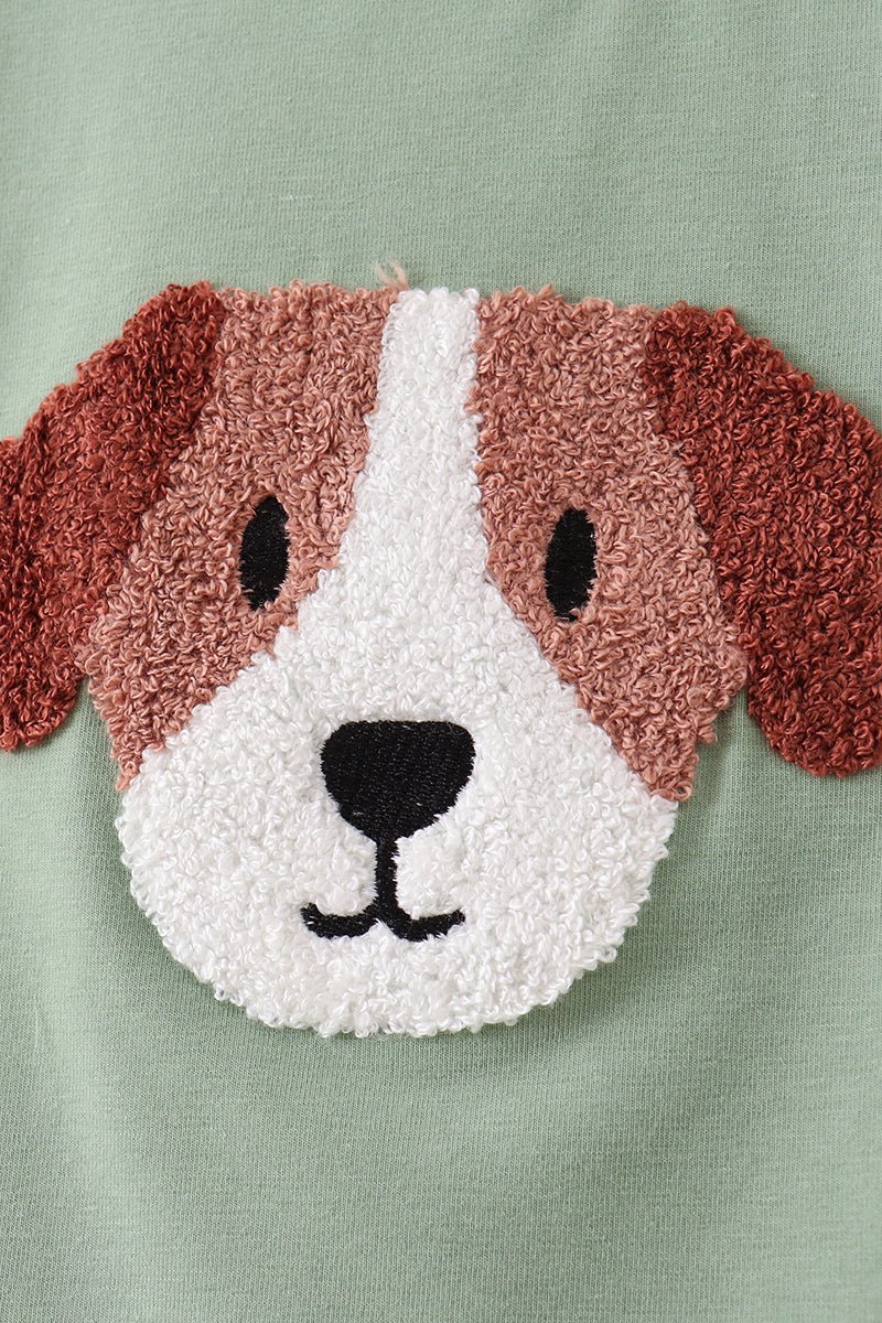 Sage puppy french knot top - Abbies Place