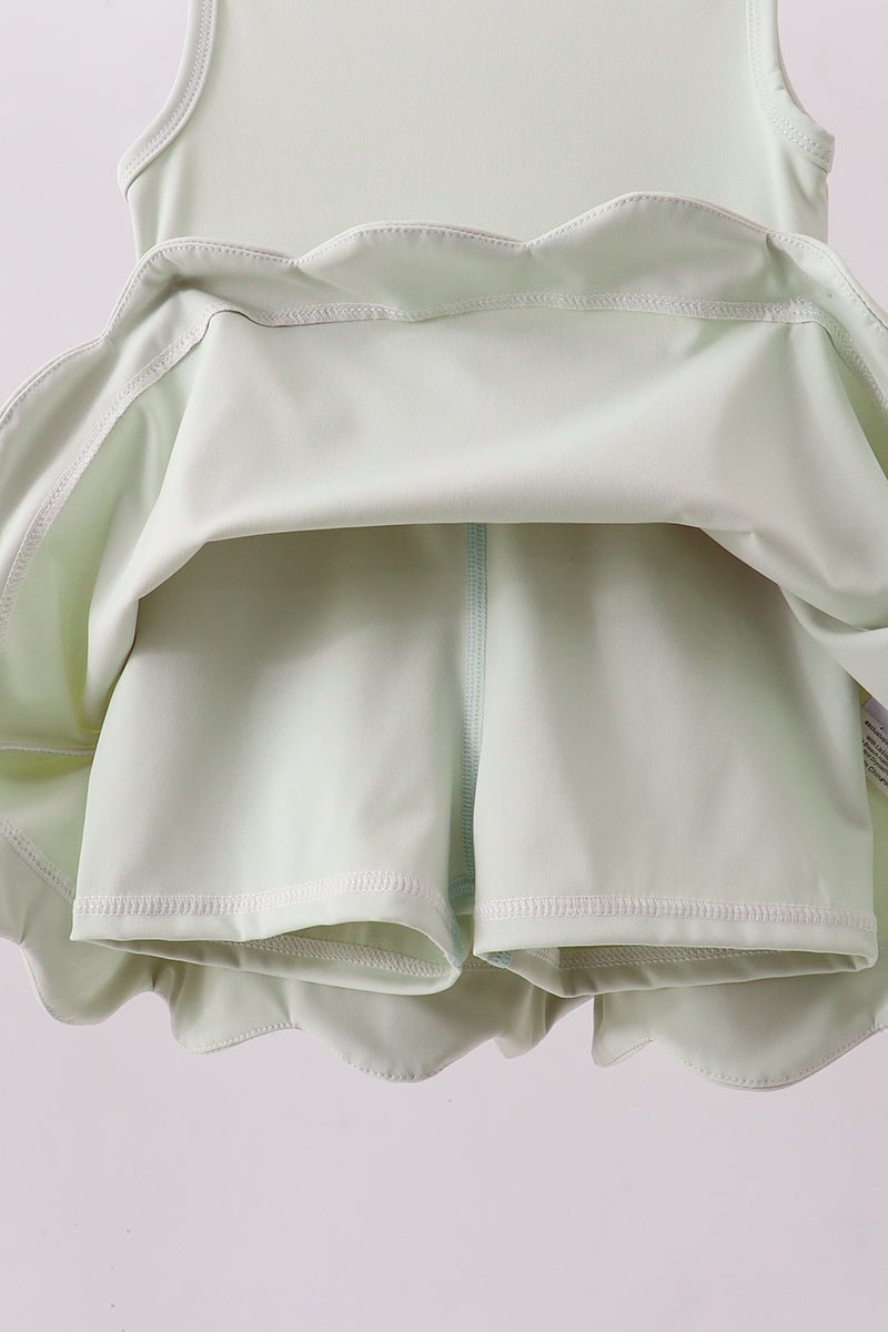 Sage scalloped active dress - Abbies Place