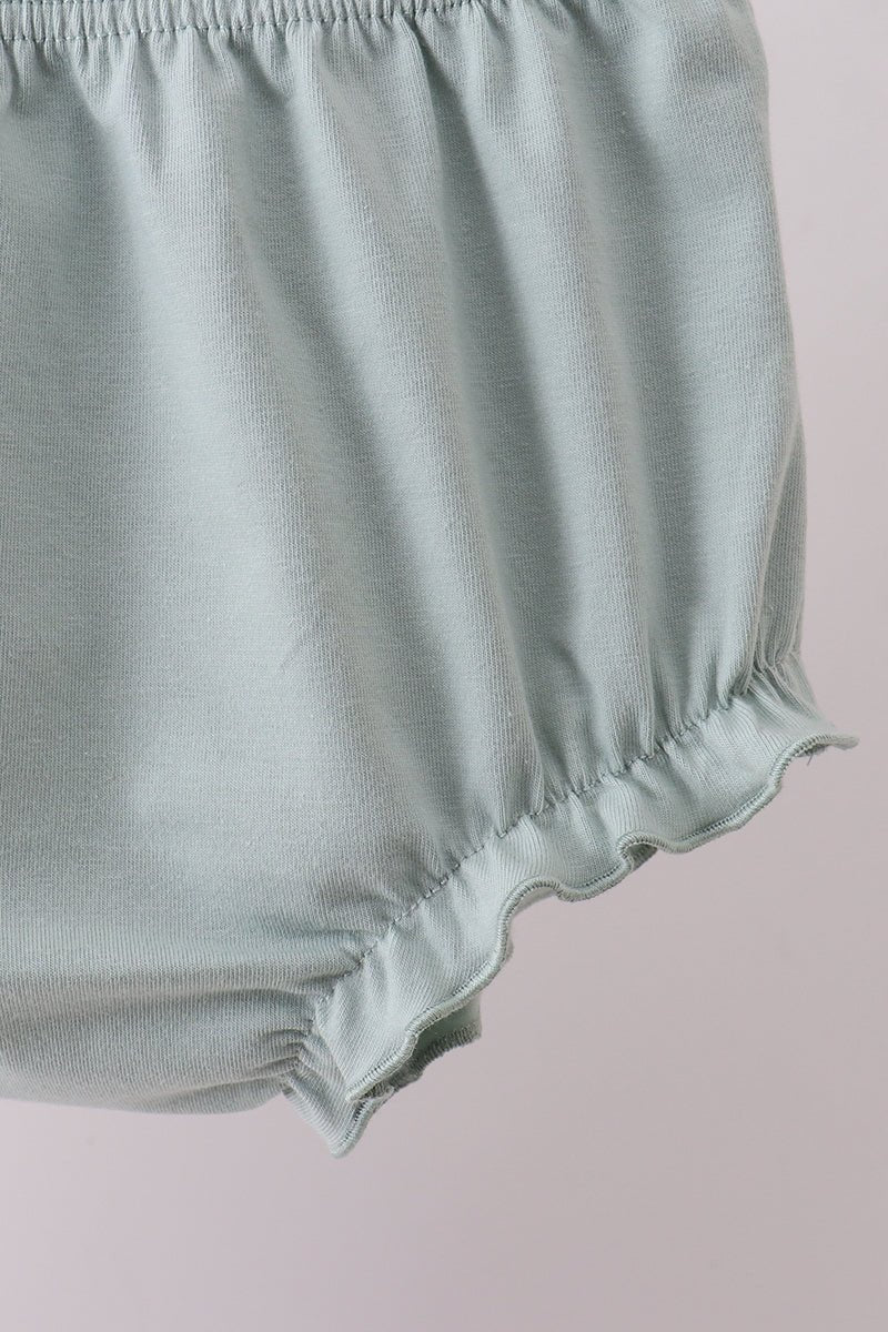 Sage strawberry embroidery ruffle bloomer set - Abbies Place