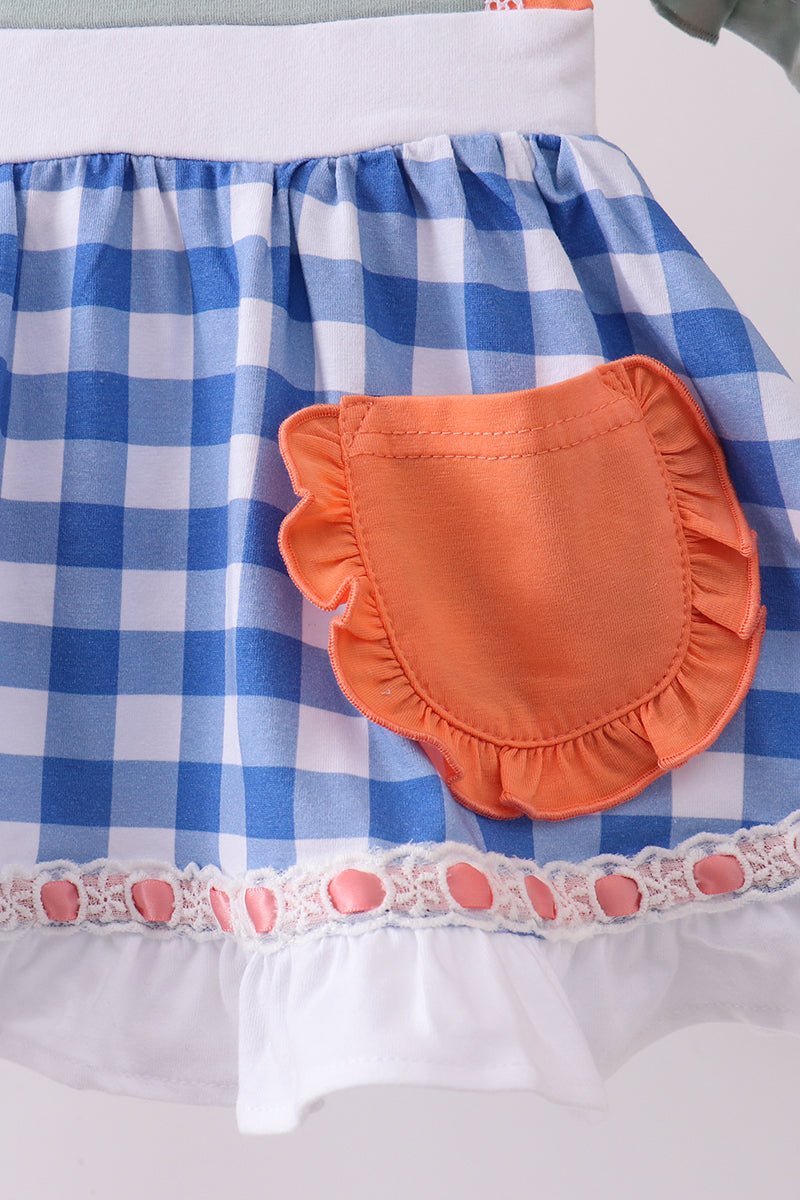 Sage strawberry embroidery ruffle gingham bloomer set - Abbies Place