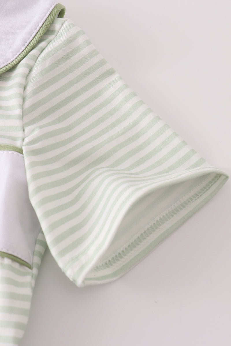 Sage turkey embroidery gingham pants set - Abbies Place