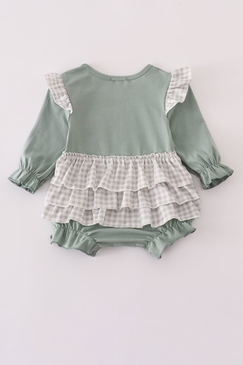 Sage turkey french knot ruffle bubble - Abbies Place