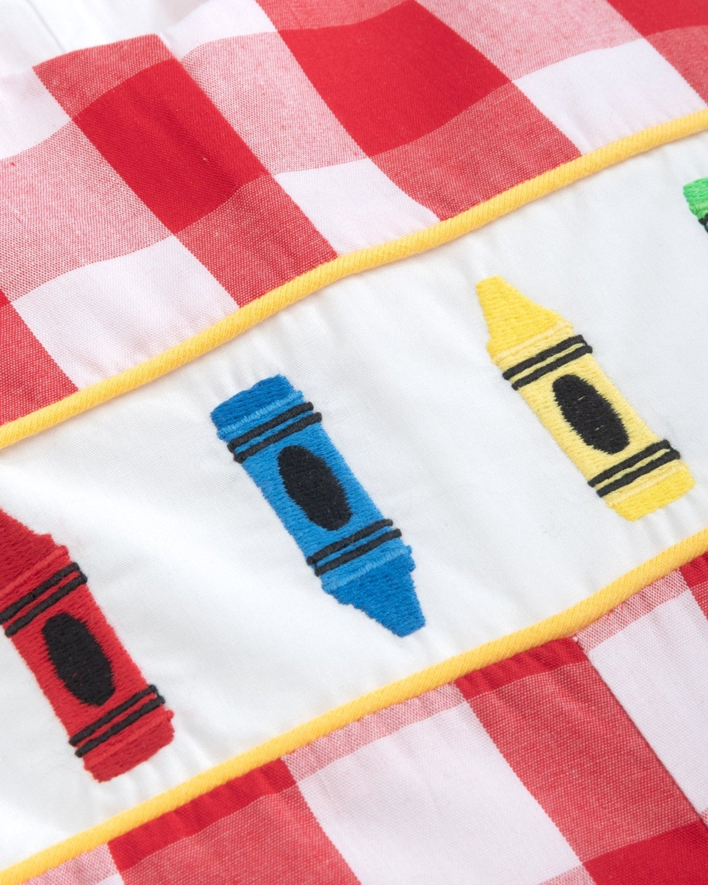 Scribble Red Gingham Crayon Embroidery Jonjon - Abbies Place