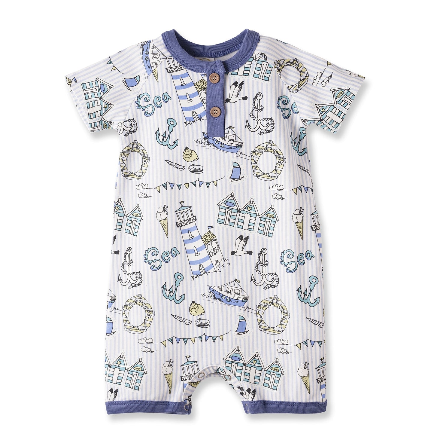 Seashore Baby Boy Romper – Bamboo Shortall One-Piece - Abbies Place