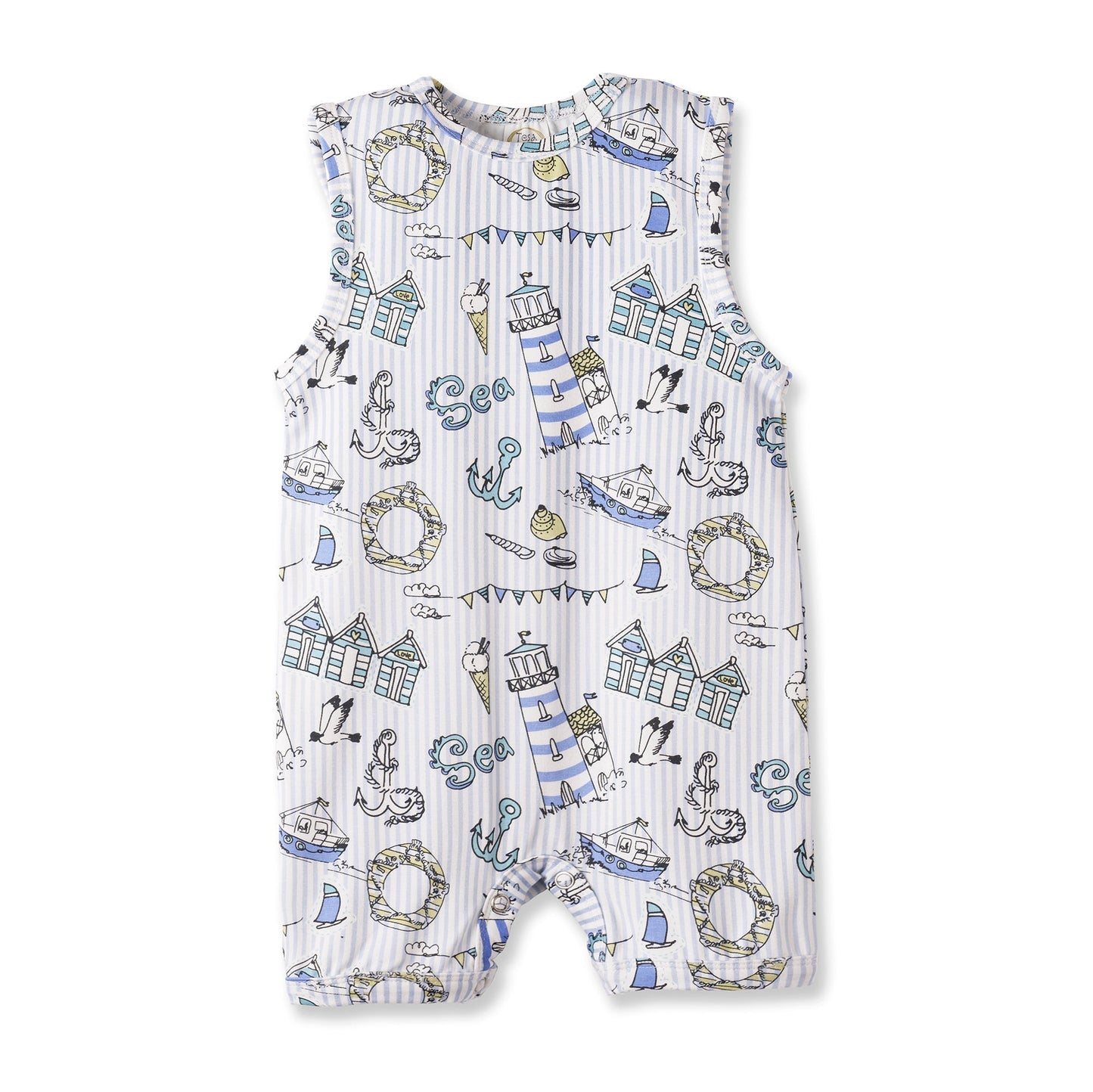 Seashore Shortall Romper – Bamboo Baby Neutral One Piece - Abbies Place