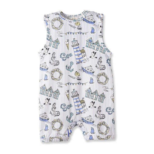 Seashore Shortall Romper – Bamboo Baby Neutral One Piece - Abbies Place