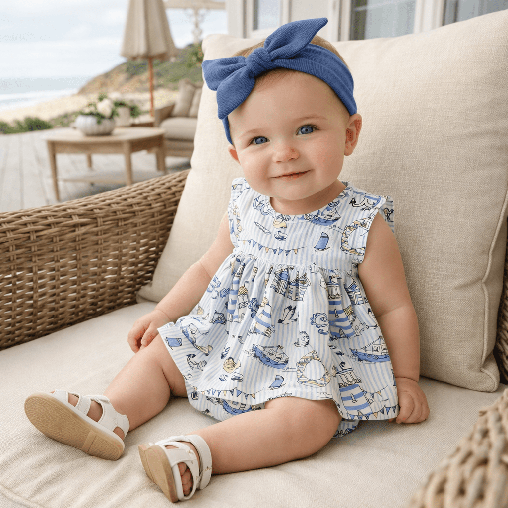 Seashore Skirted Bodysuit – Bamboo Baby Girl One-Piece - Abbies Place