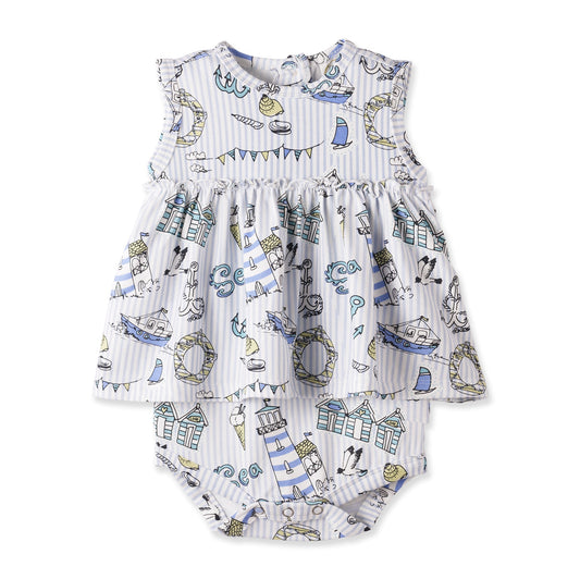 Seashore Skirted Bodysuit – Bamboo Baby Girl One-Piece - Abbies Place