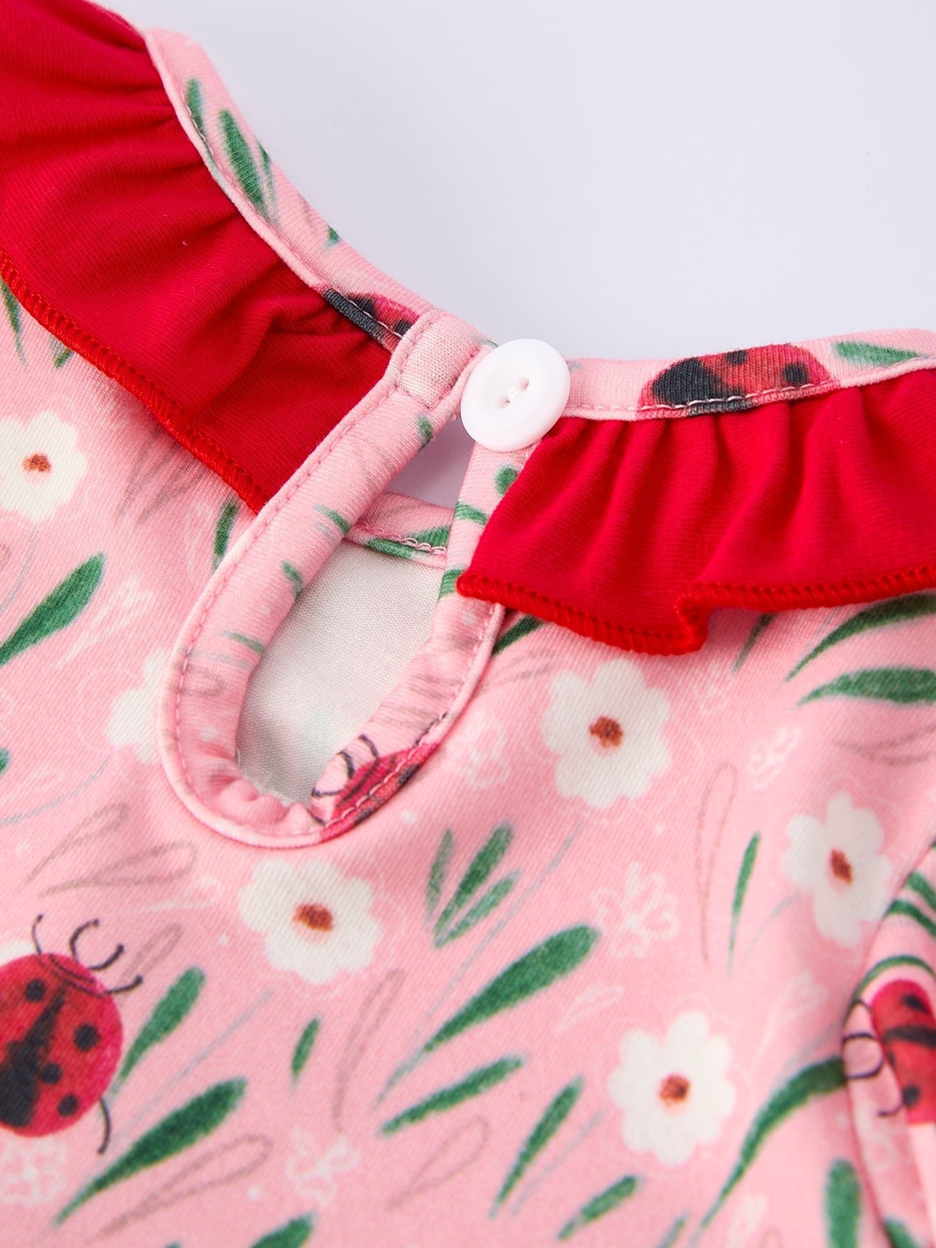 Spring Ladybug Smocked Embroidered Baby Girls Romper - Abbies Place