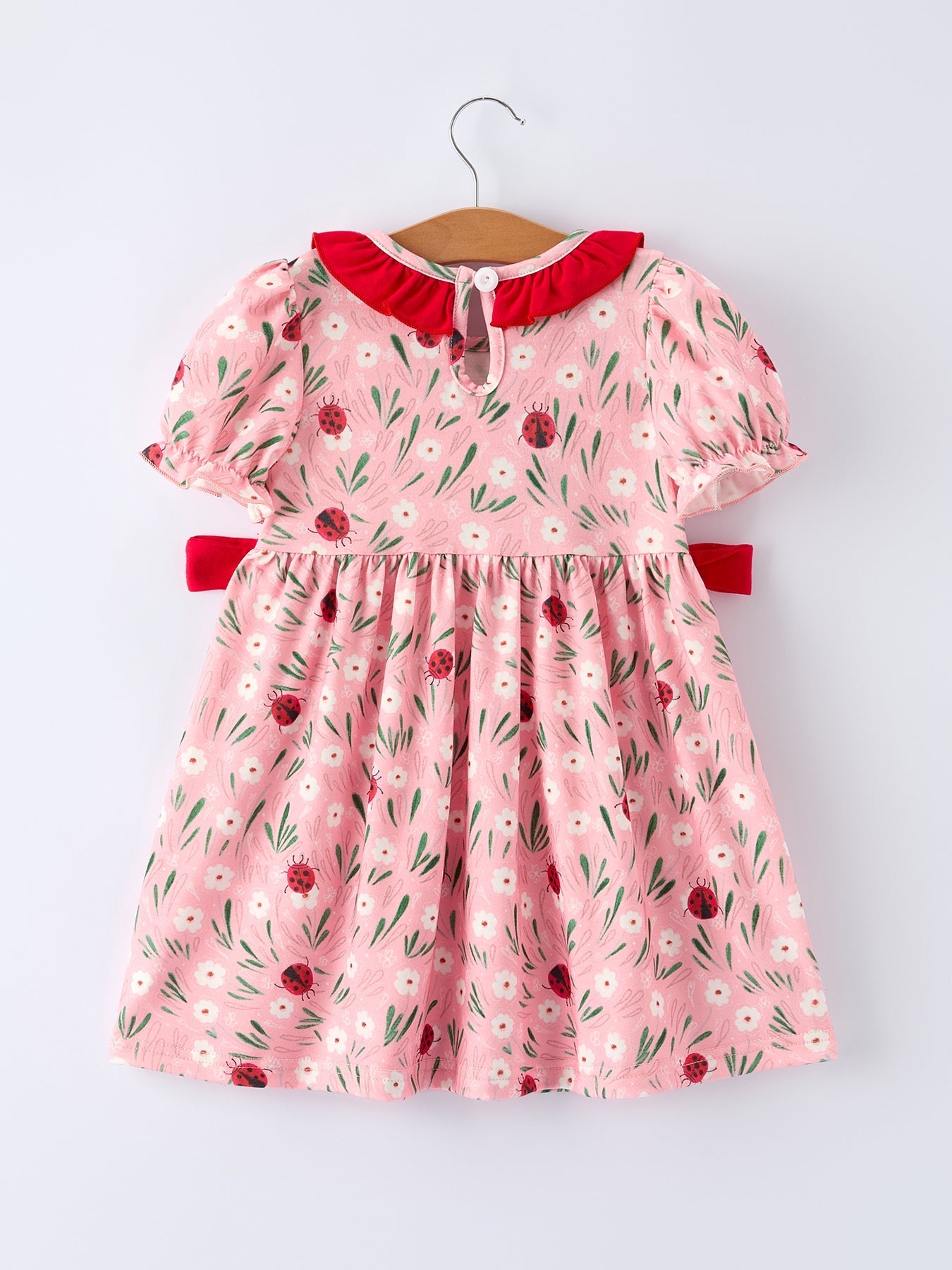 Spring Ladybug Smocked Embroidered Girls Dress - Abbies Place