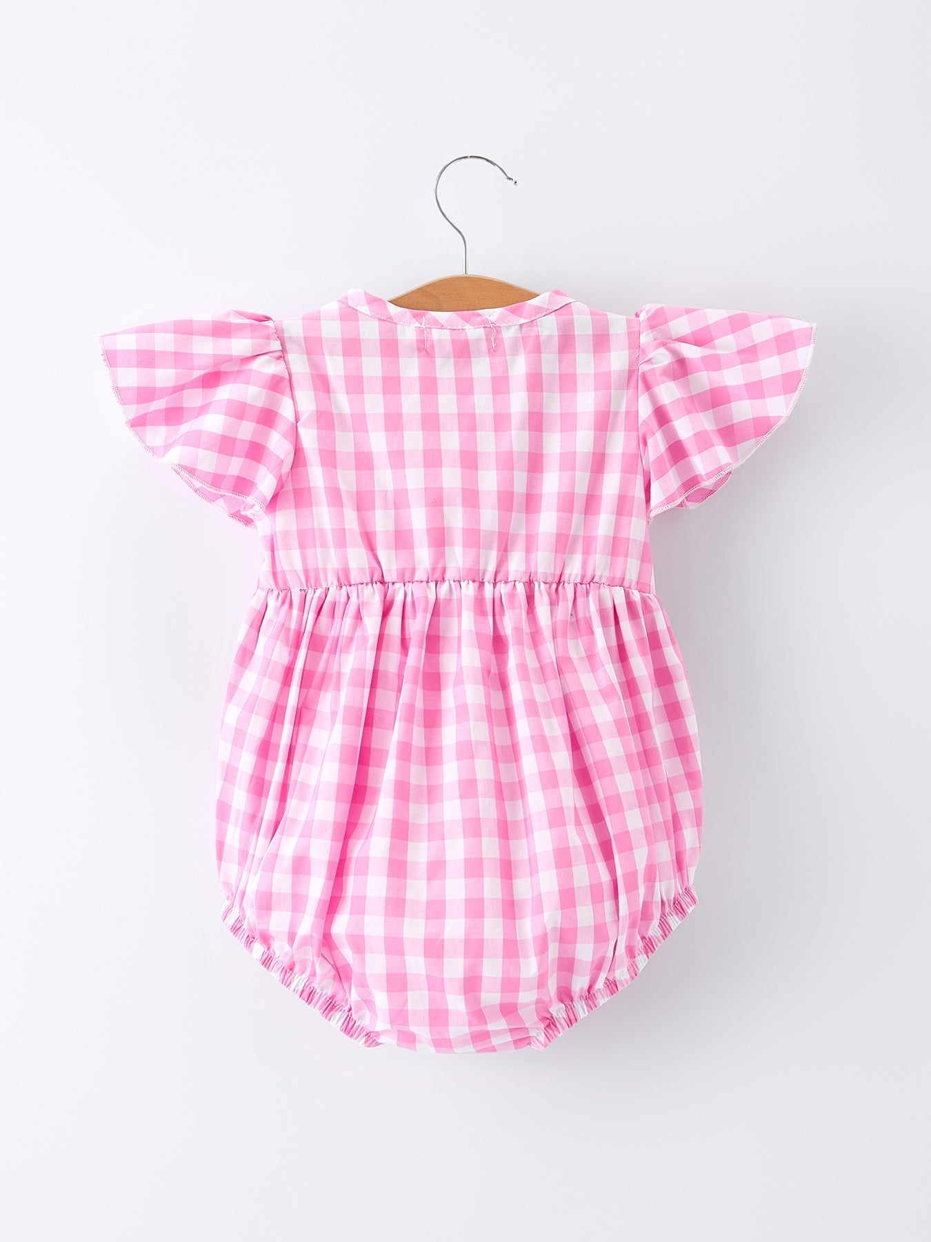 Spring Plaid Baby Girls Romper Bow Flutter Sleeve - Abbies Place