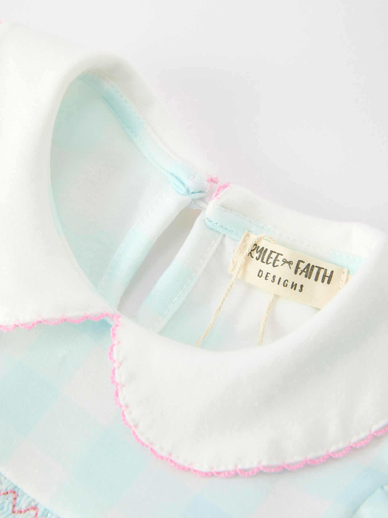 Spring Plaid Bow Girls Dress Smocked Petals Collar Puff Sleeve - Abbies Place