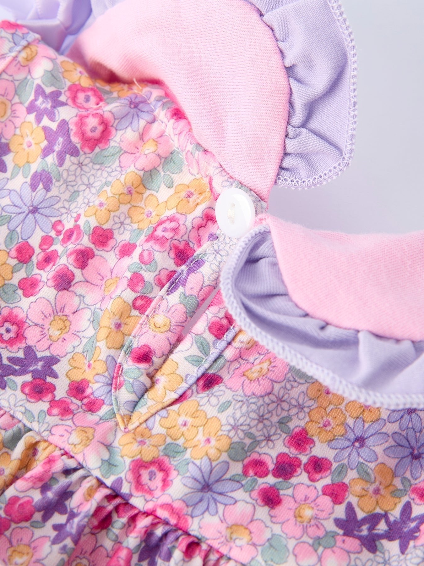 Spring Purple Floral Bow Ruffle Girl Bloomer Set - Abbies Place