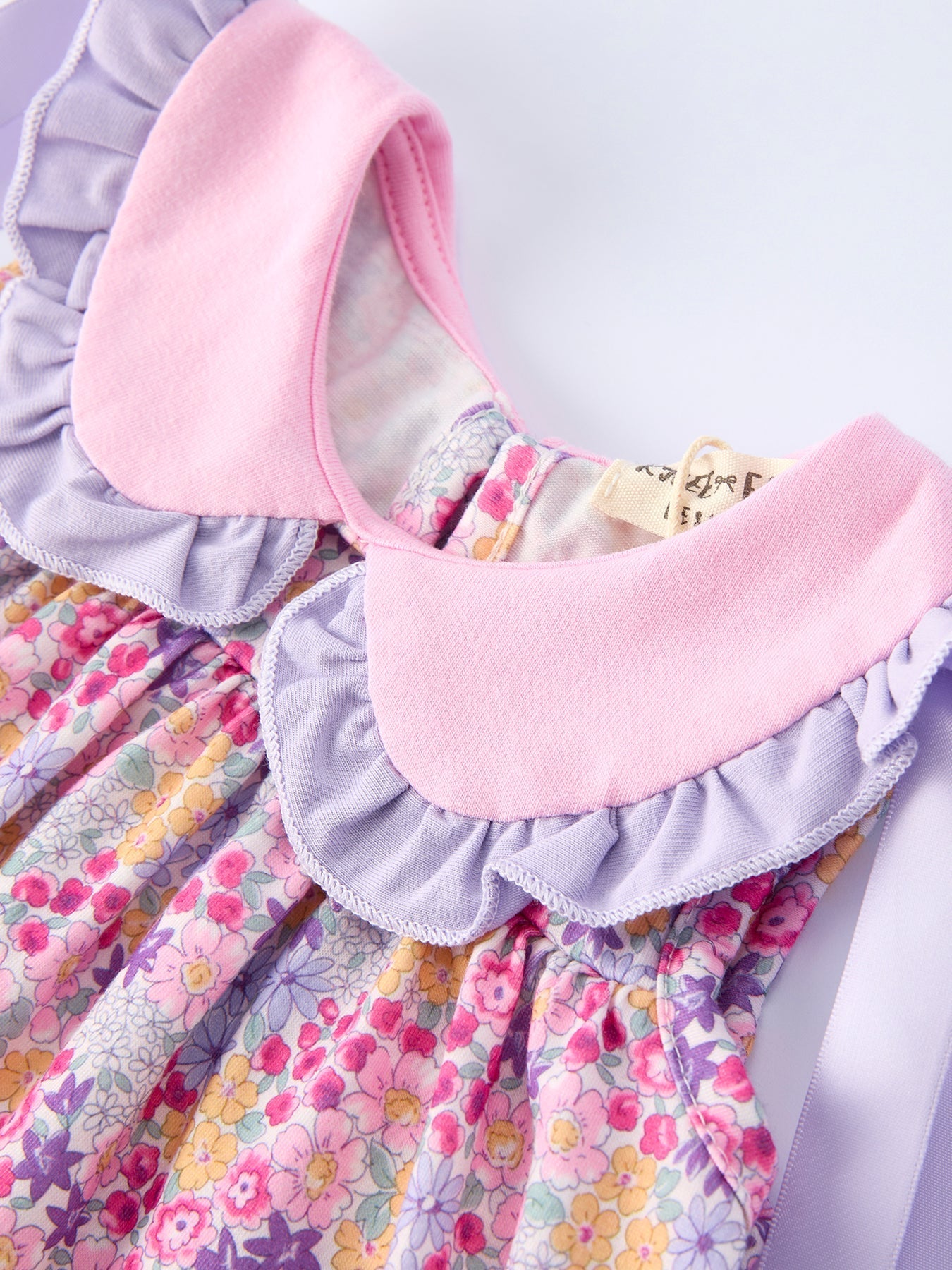 Spring Purple Floral Bow Ruffle Girl Bloomer Set - Abbies Place