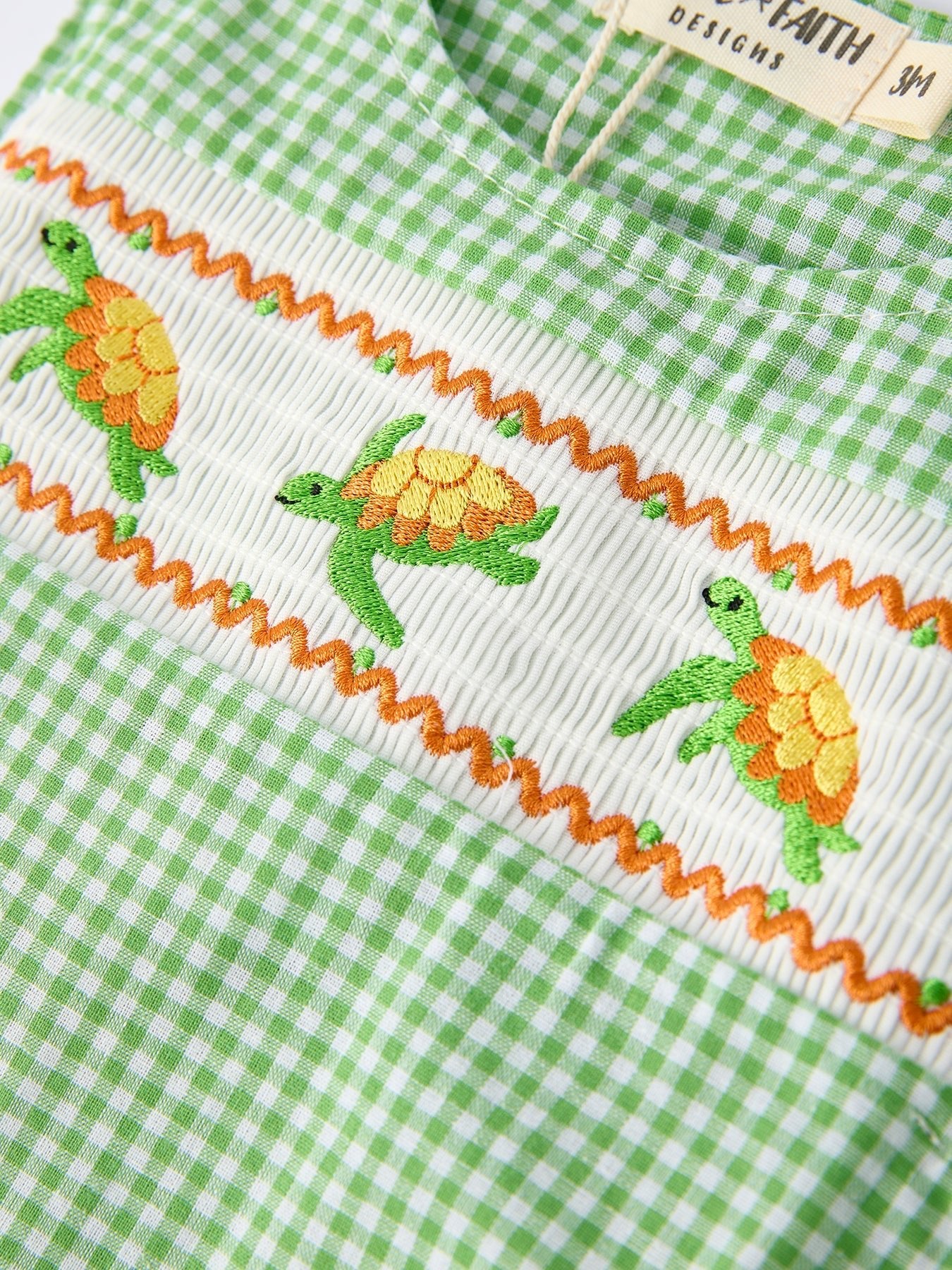 Spring Turtle Smocked Baby Boy Romper - Abbies Place