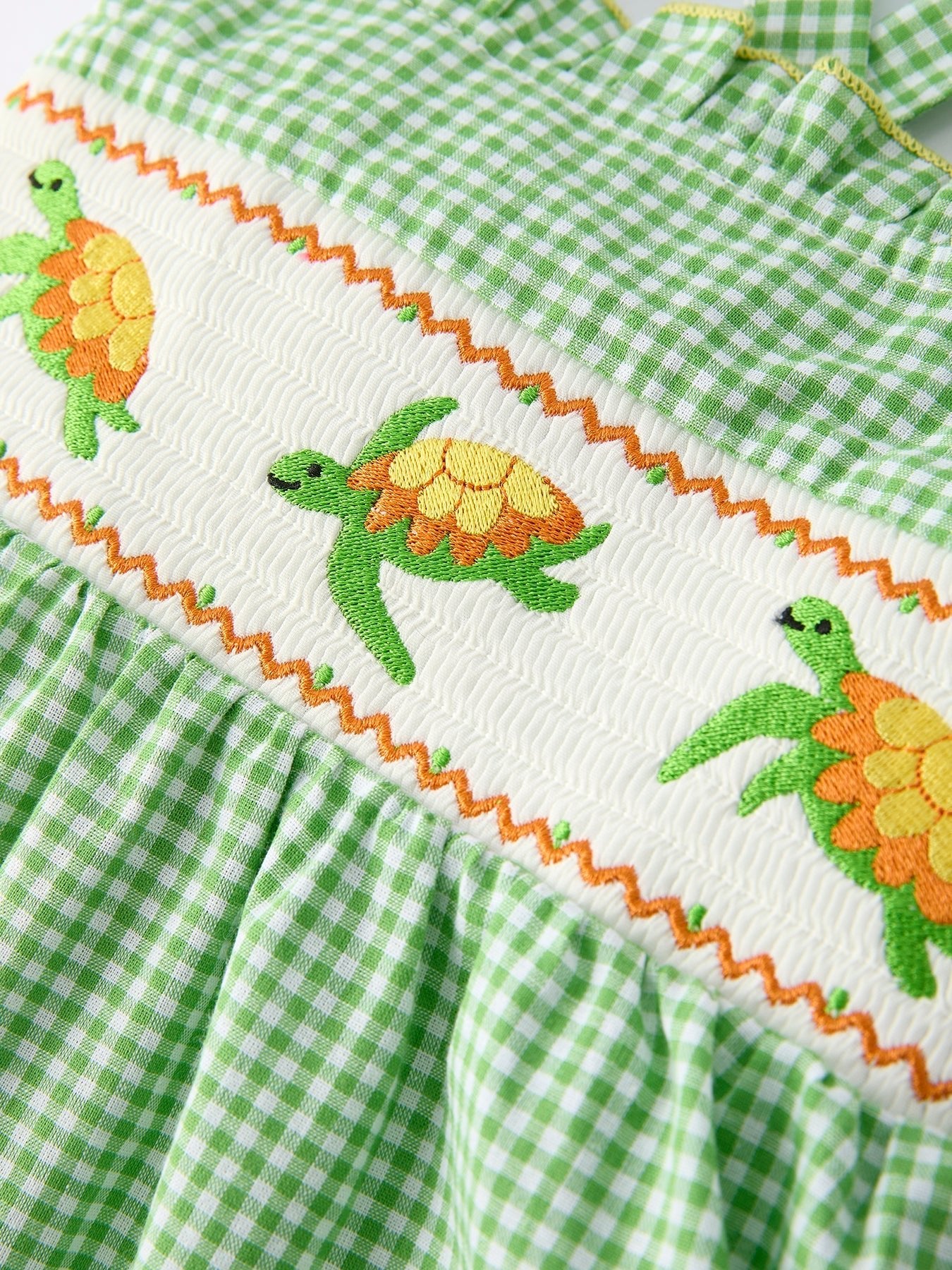 Spring Turtle Smocked Baby Girls Dress - Abbies Place