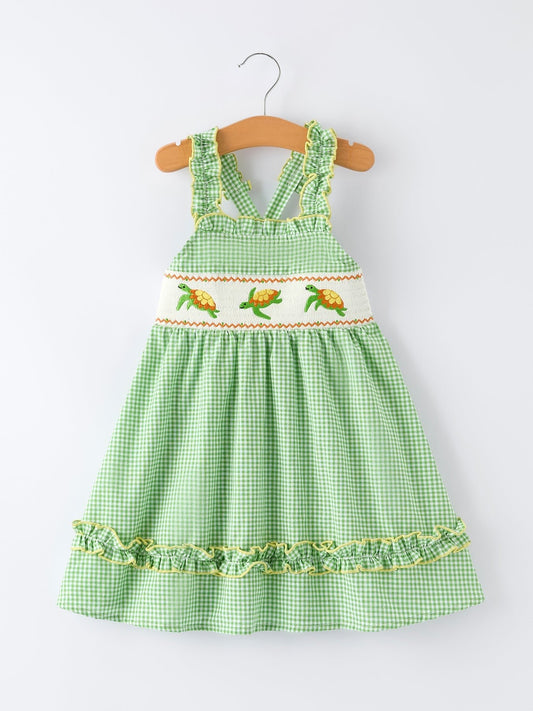 Spring Turtle Smocked Baby Girls Dress - Abbies Place