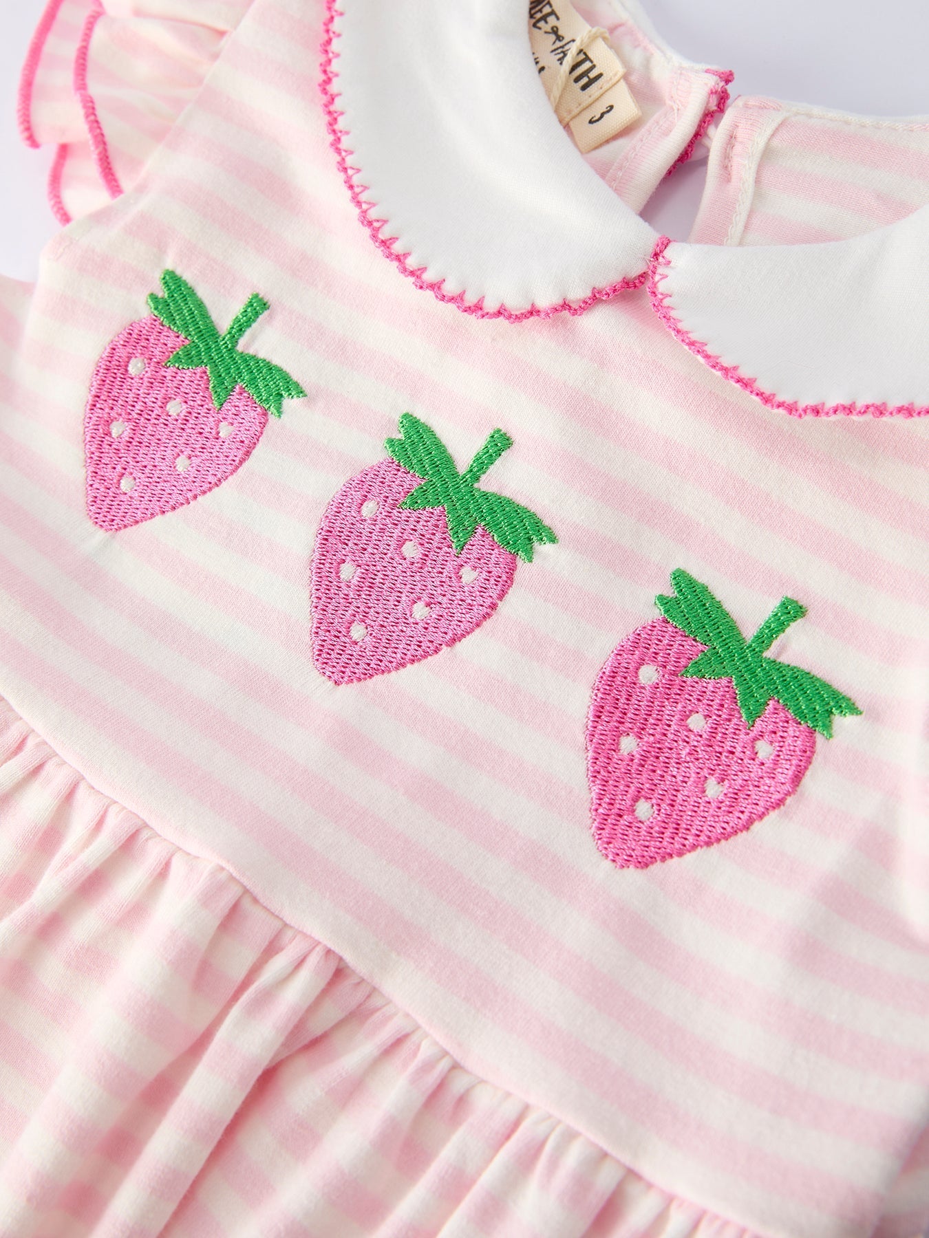 Strawberry Girl Dress Ruffle Peter Pan Collar - Abbies Place