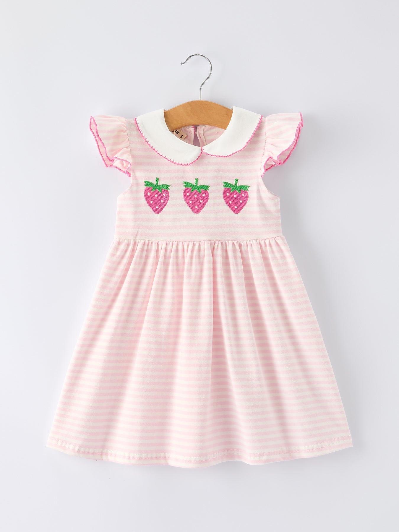 Strawberry Girl Dress Ruffle Peter Pan Collar - Abbies Place