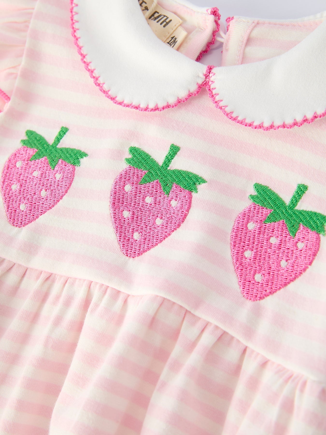Strawberry Girl Romper Ruffle Peter Pan Collar - Abbies Place