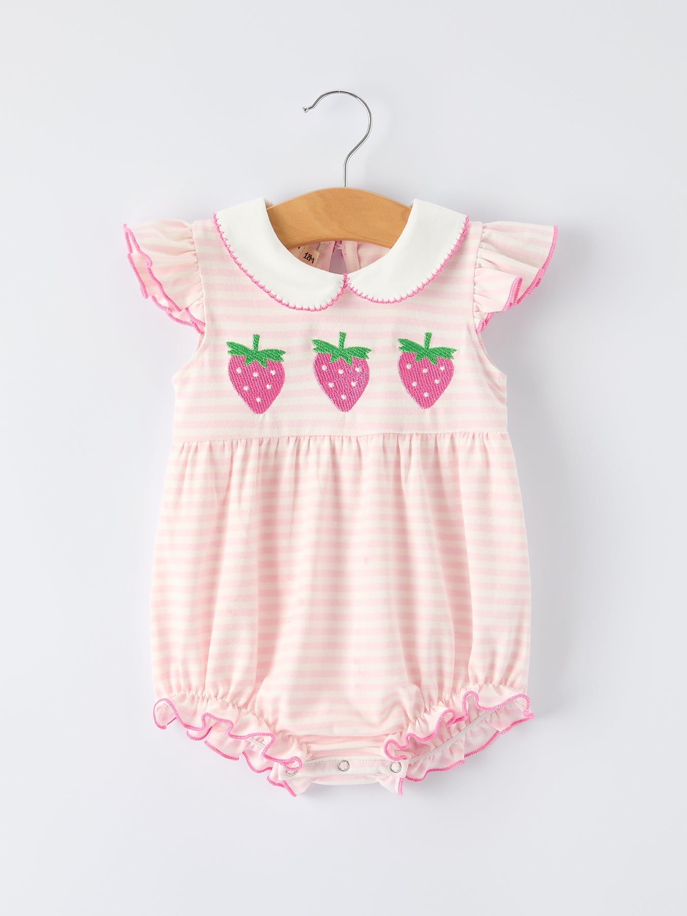 Strawberry Girl Romper Ruffle Peter Pan Collar - Abbies Place