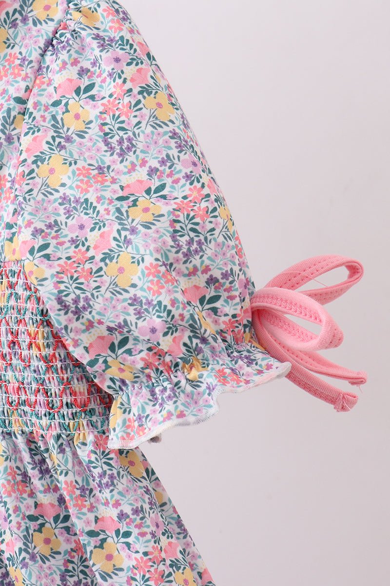 Summer garden smocked ruffle dress - Abbies Place
