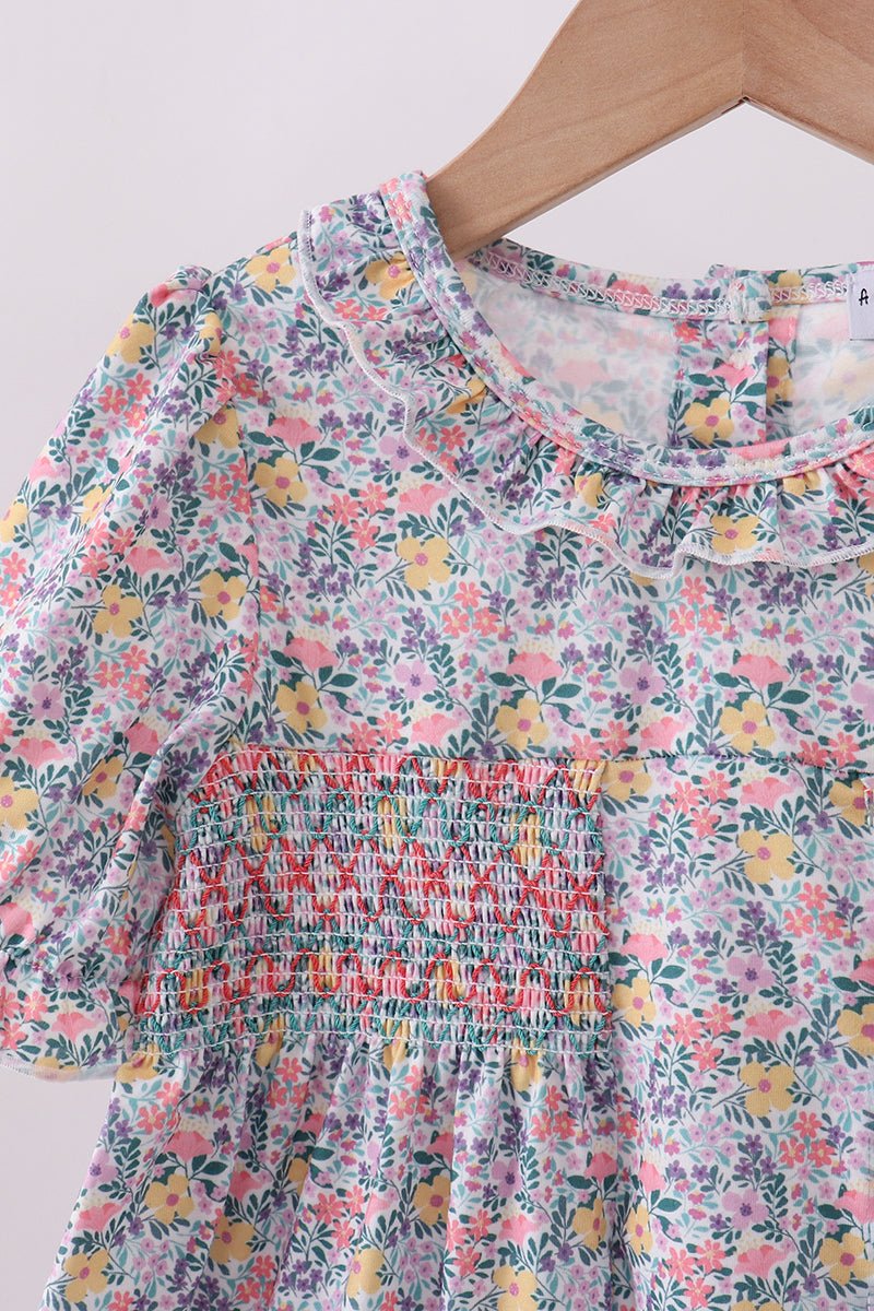 Summer garden smocked ruffle dress - Abbies Place