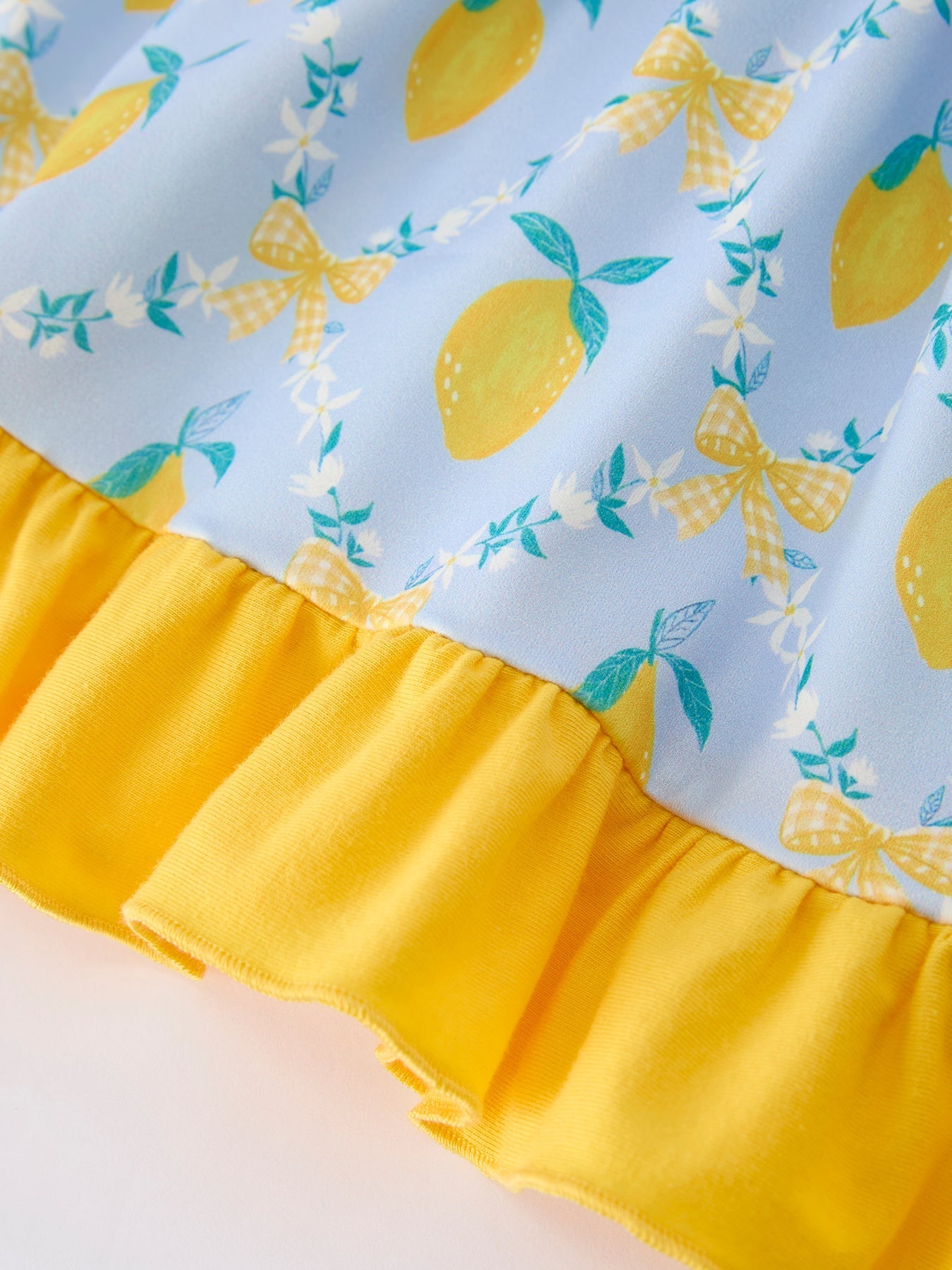 Summer Lemon Floral Print Girl Sleeveless Ruffle Dress - Abbies Place