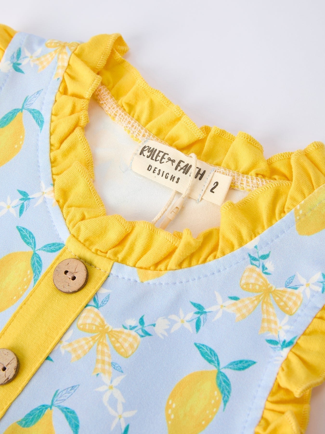 Summer Lemon Floral Print Girl Sleeveless Ruffle Dress - Abbies Place