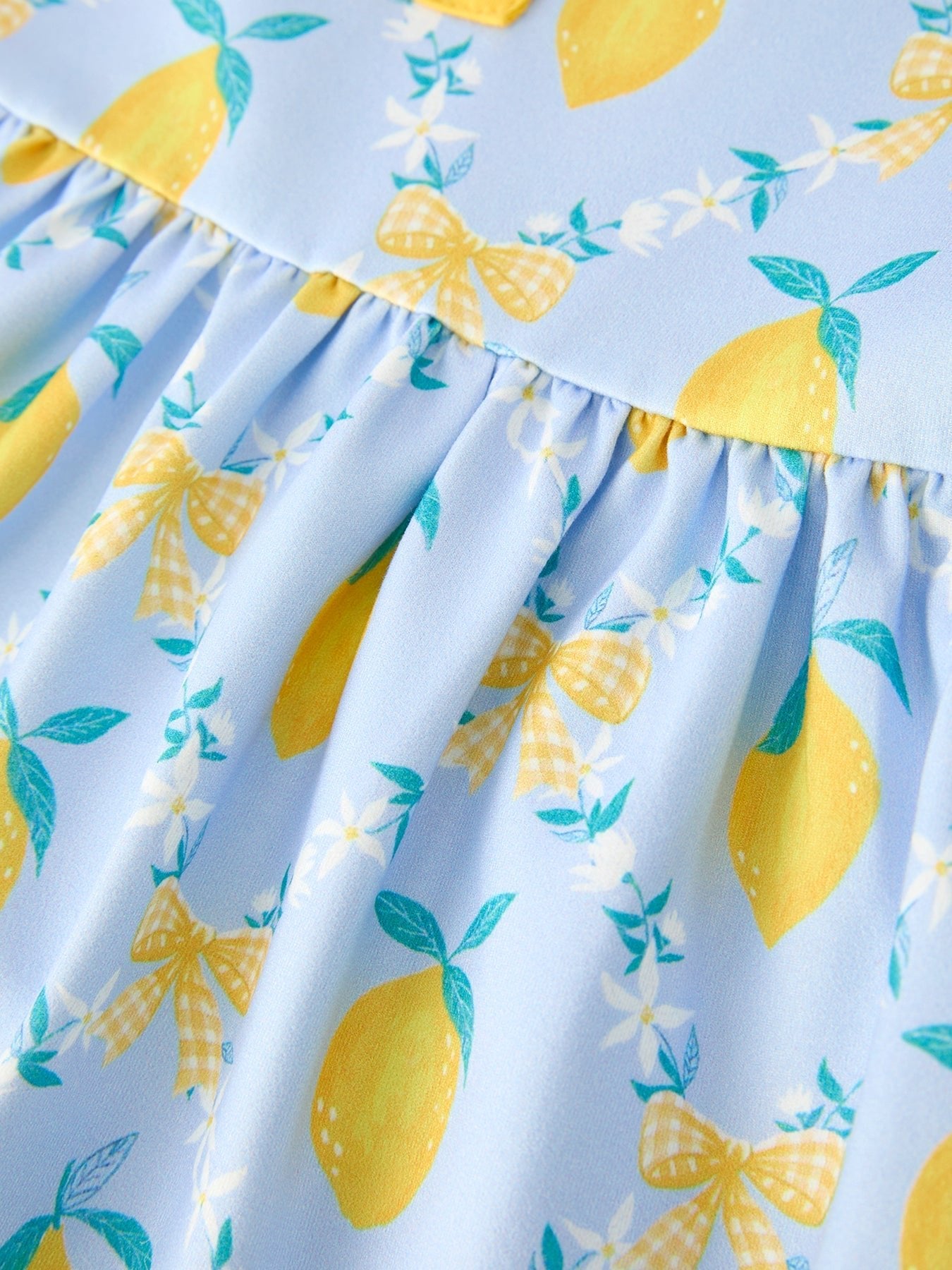 Summer Lemon Floral Print Girl Sleeveless Ruffle Dress - Abbies Place