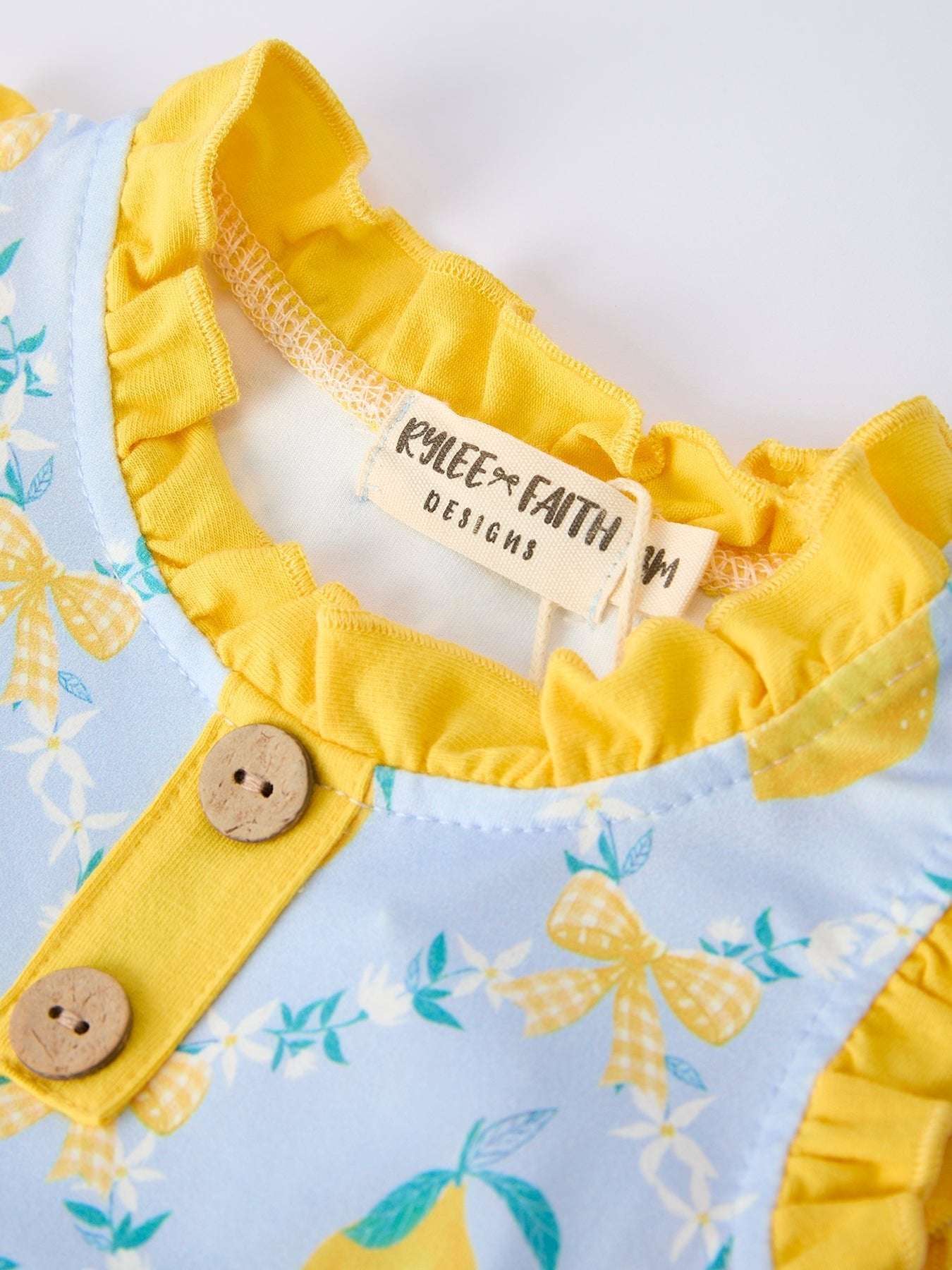 Summer Lemon Floral Print Girl Sleeveless Ruffle Romper - Abbies Place