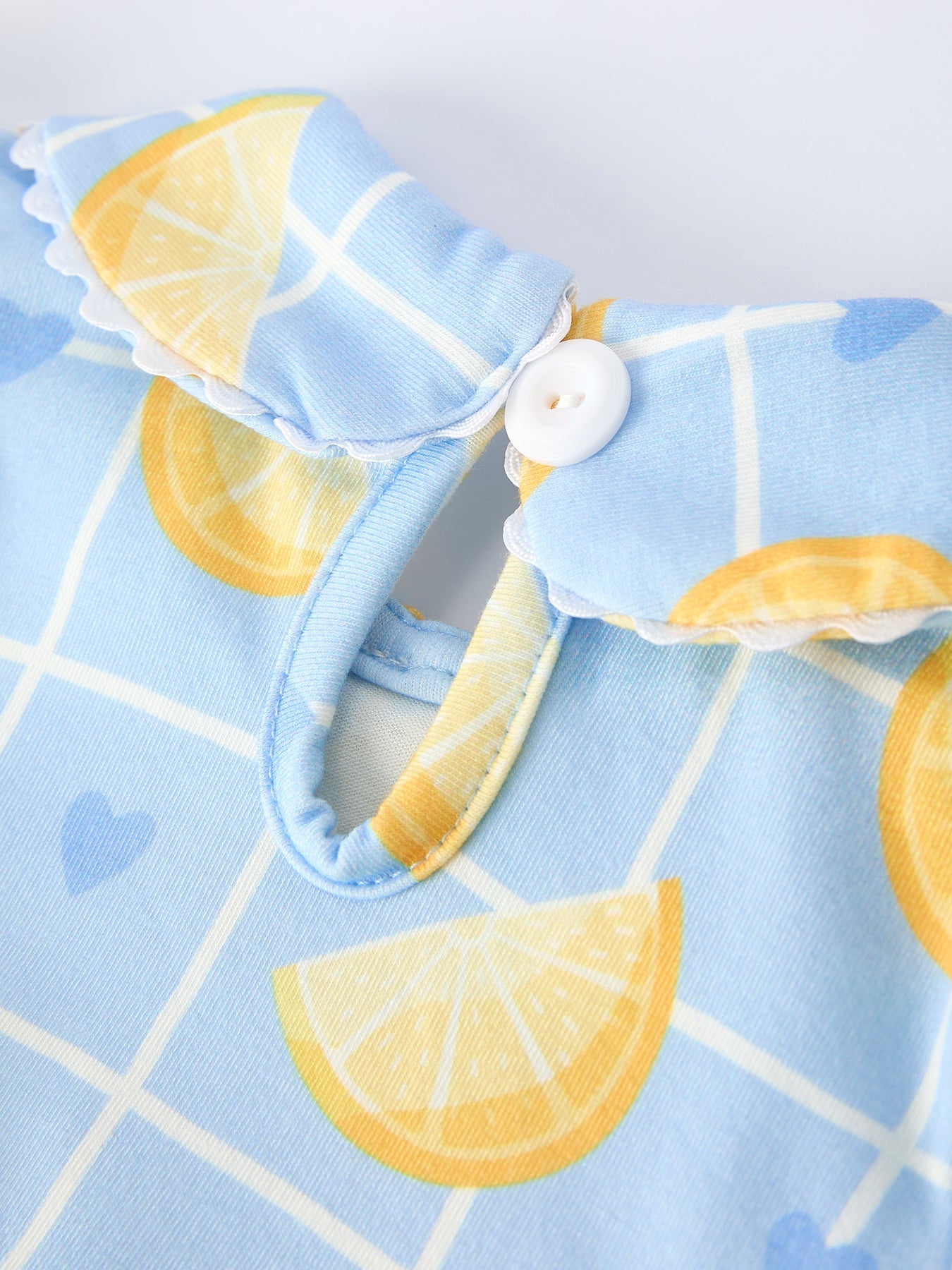 Summer Lemon Print Girls Puff Sleeve Bloomer Set - Abbies Place
