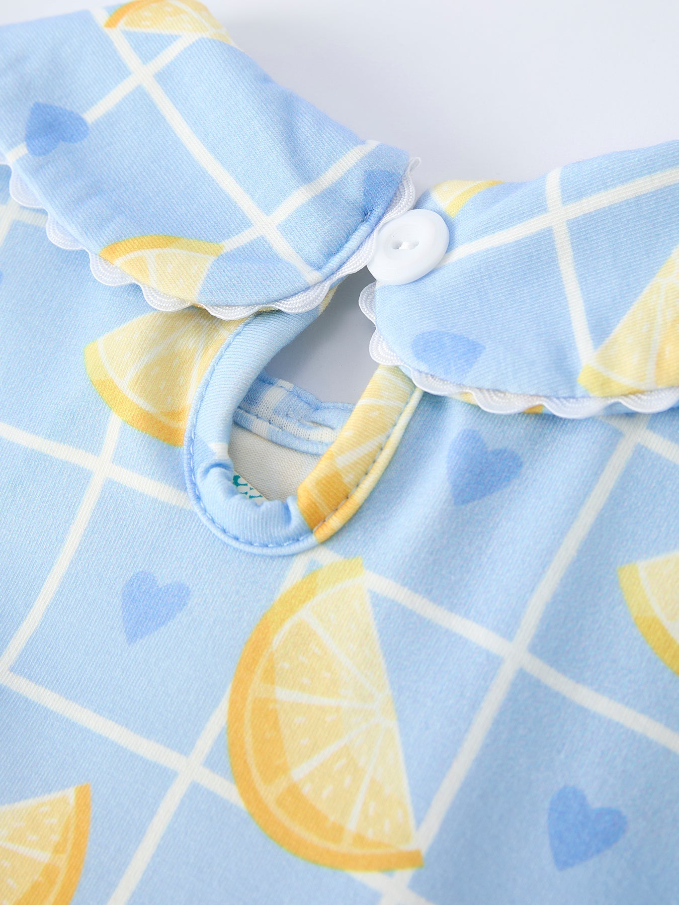 Summer Lemon Print Girls Puff Sleeve Dress - Abbies Place