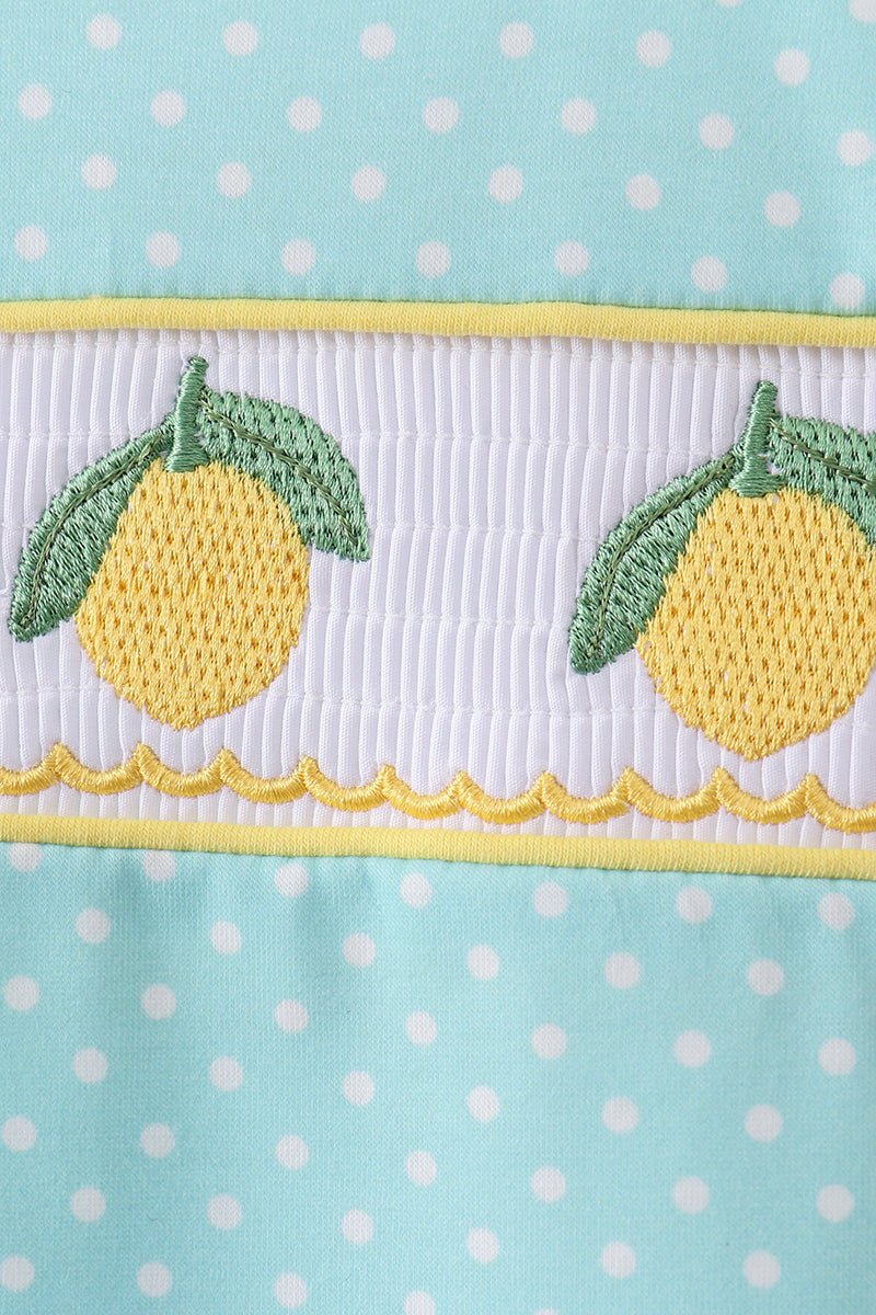 Summer lemon smocked bow bloomer set - Abbies Place