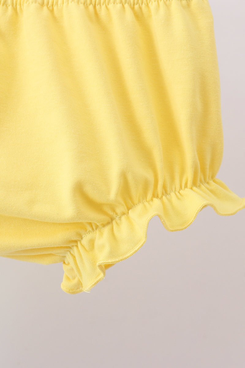 Summer lemon smocked bow bloomer set - Abbies Place