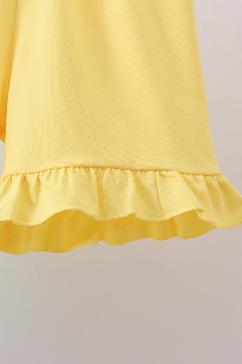Summer lemon smocked ruffle shorts set - Abbies Place