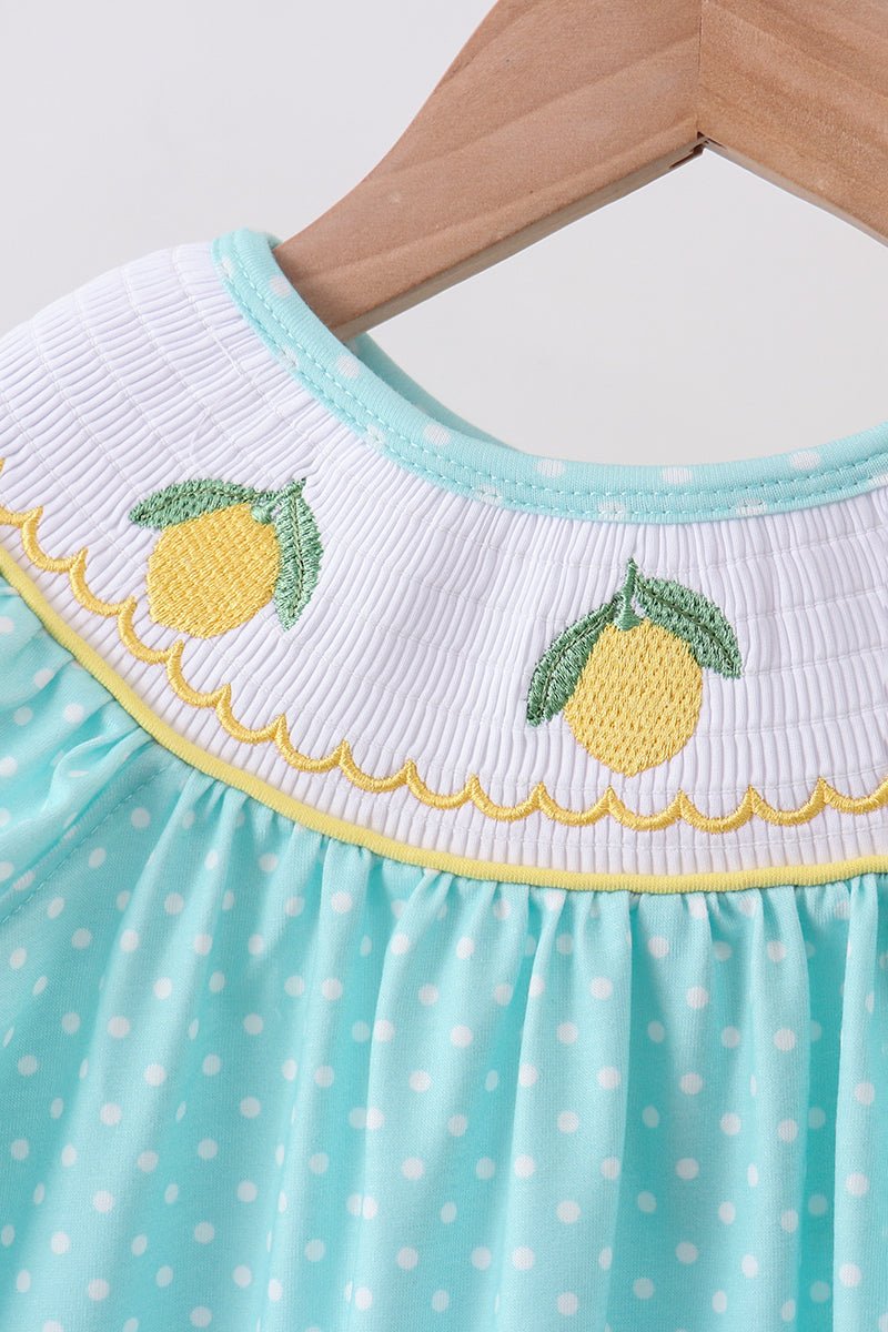 Summer lemon smocked ruffle shorts set - Abbies Place