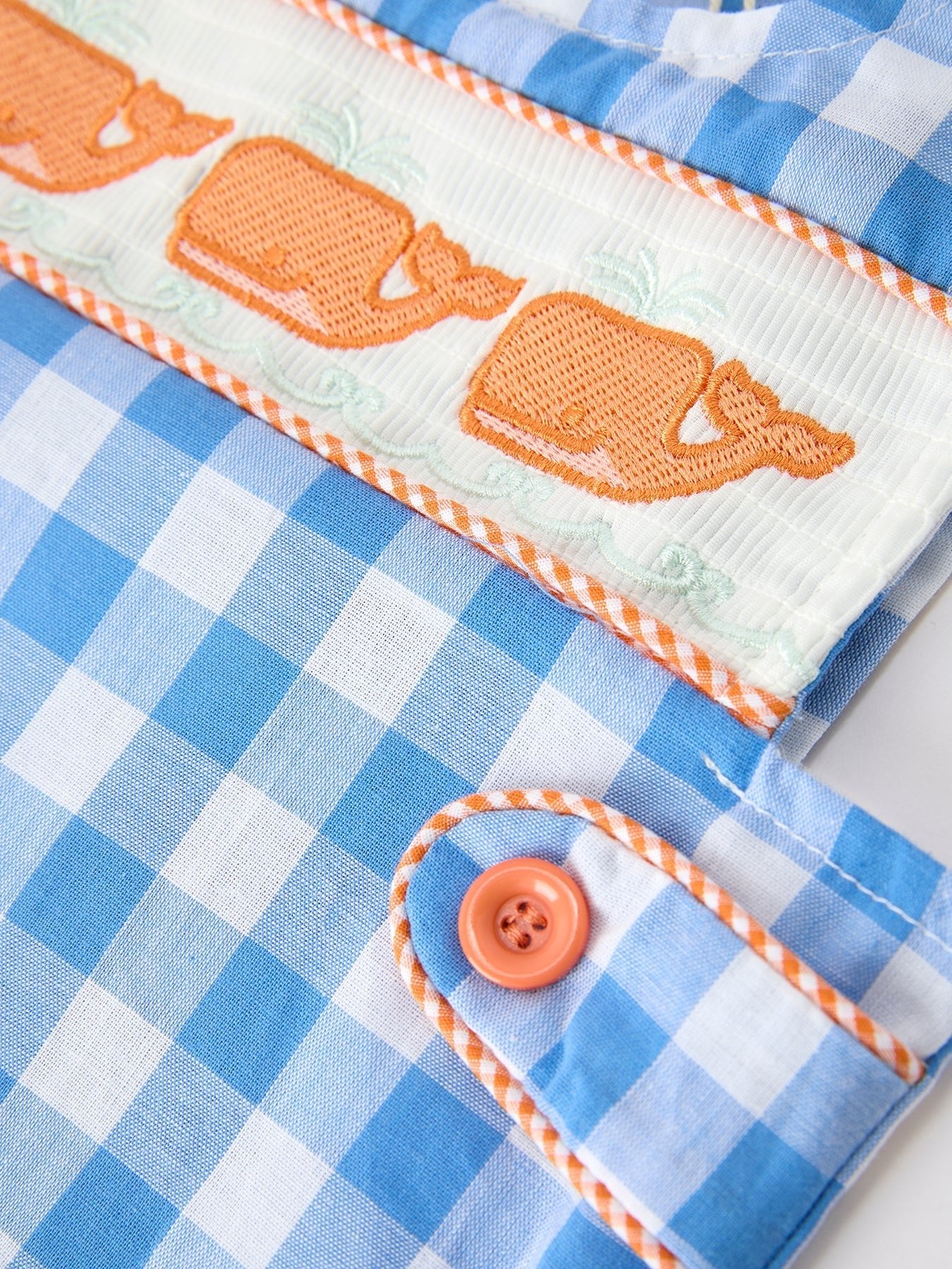 Summer Plaid Whale Embroidery Boys Jonjon Sleeveless - Abbies Place