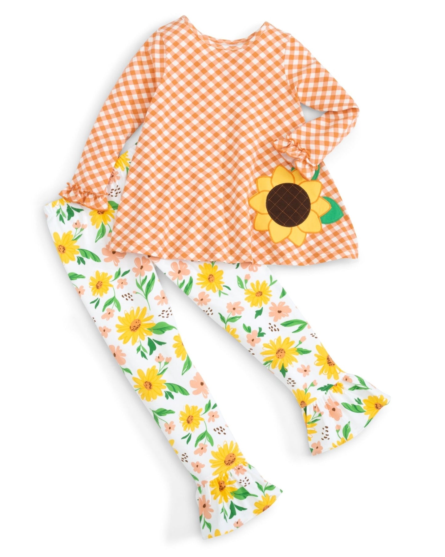 Sunflower Evenings Appliquéd Swing Top & Ruffled Leggings Set - Abbies Place