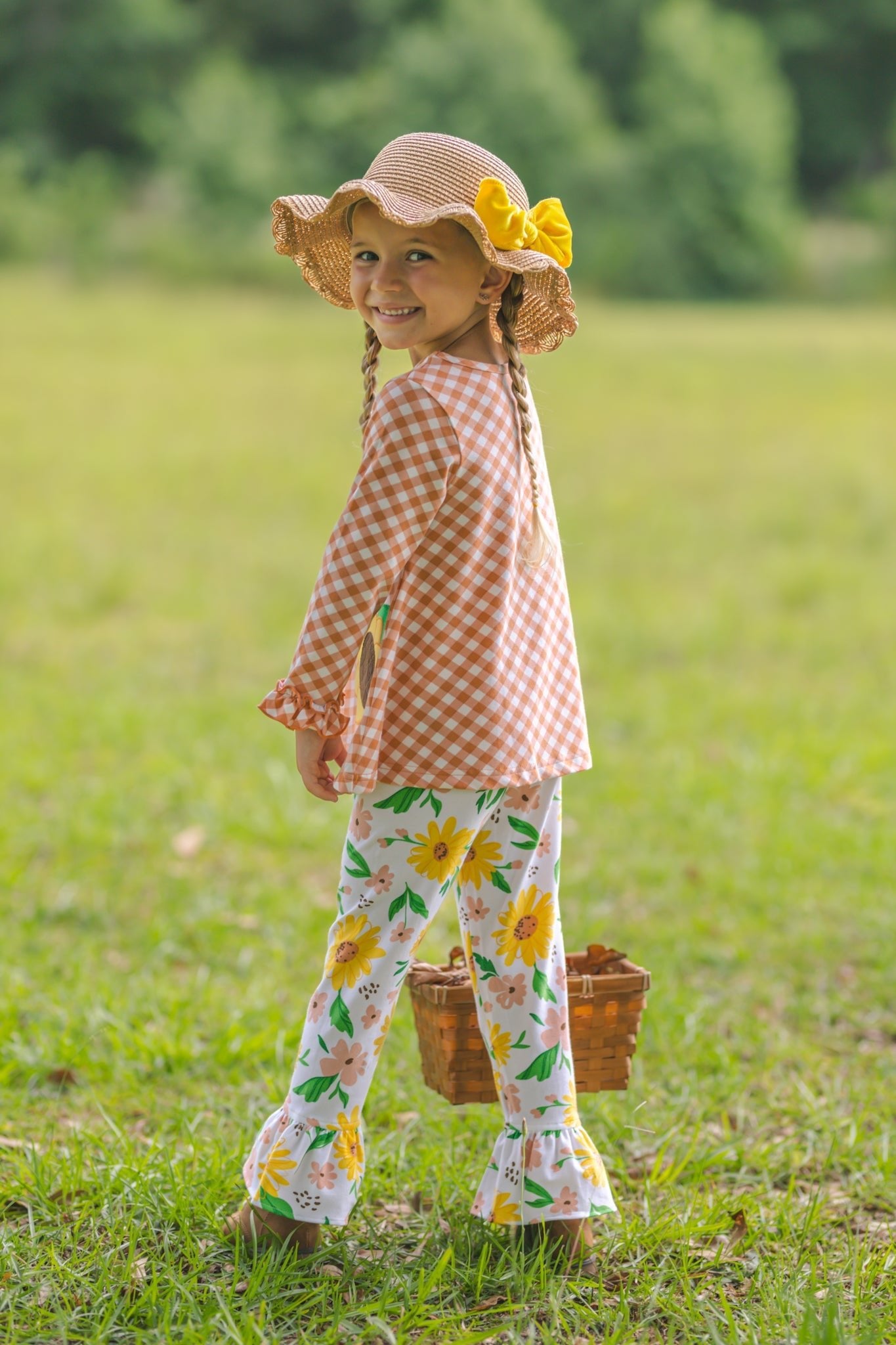 Sunflower Evenings Appliquéd Swing Top & Ruffled Leggings Set - Abbies Place