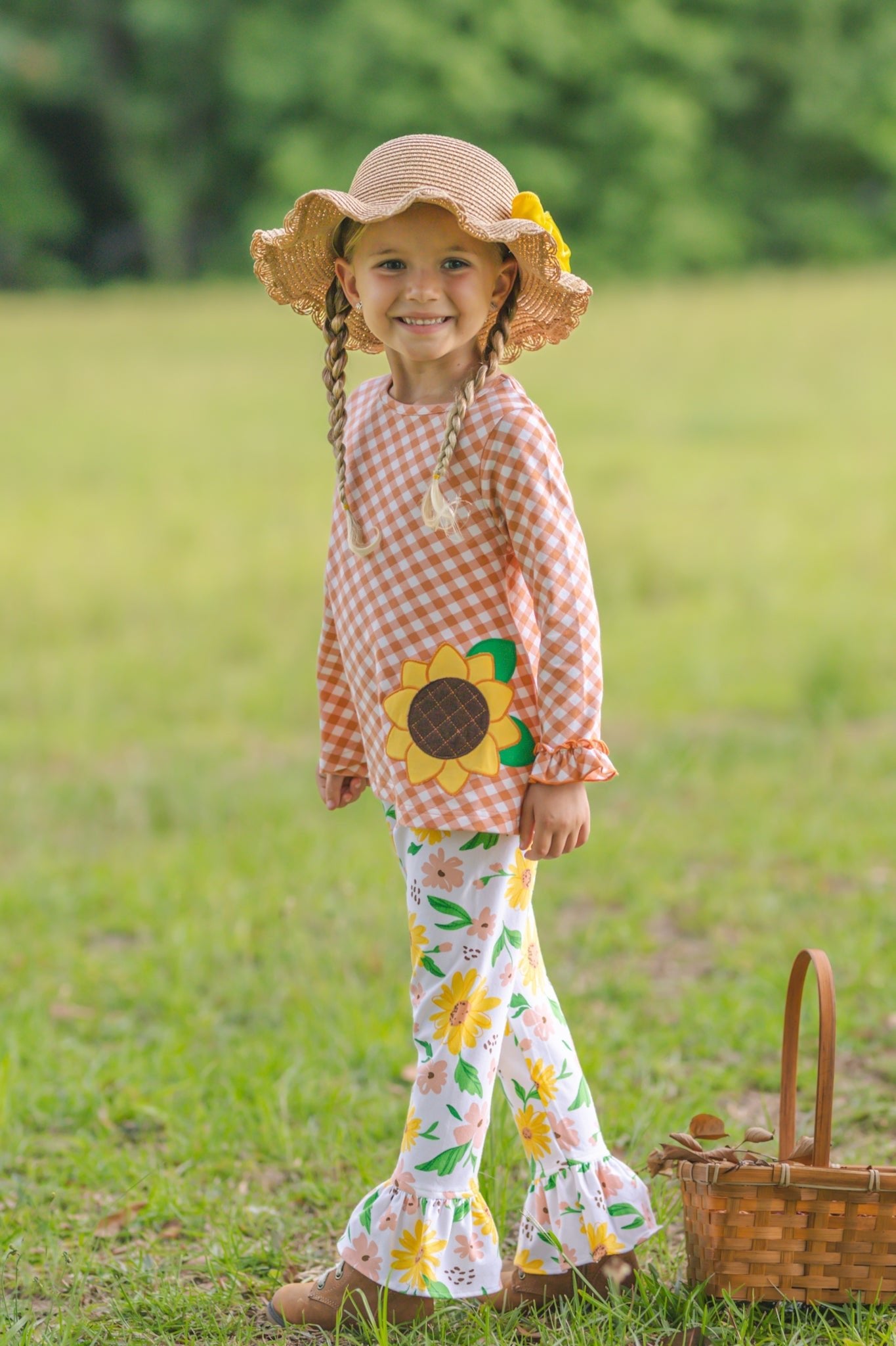 Sunflower Evenings Appliquéd Swing Top & Ruffled Leggings Set - Abbies Place