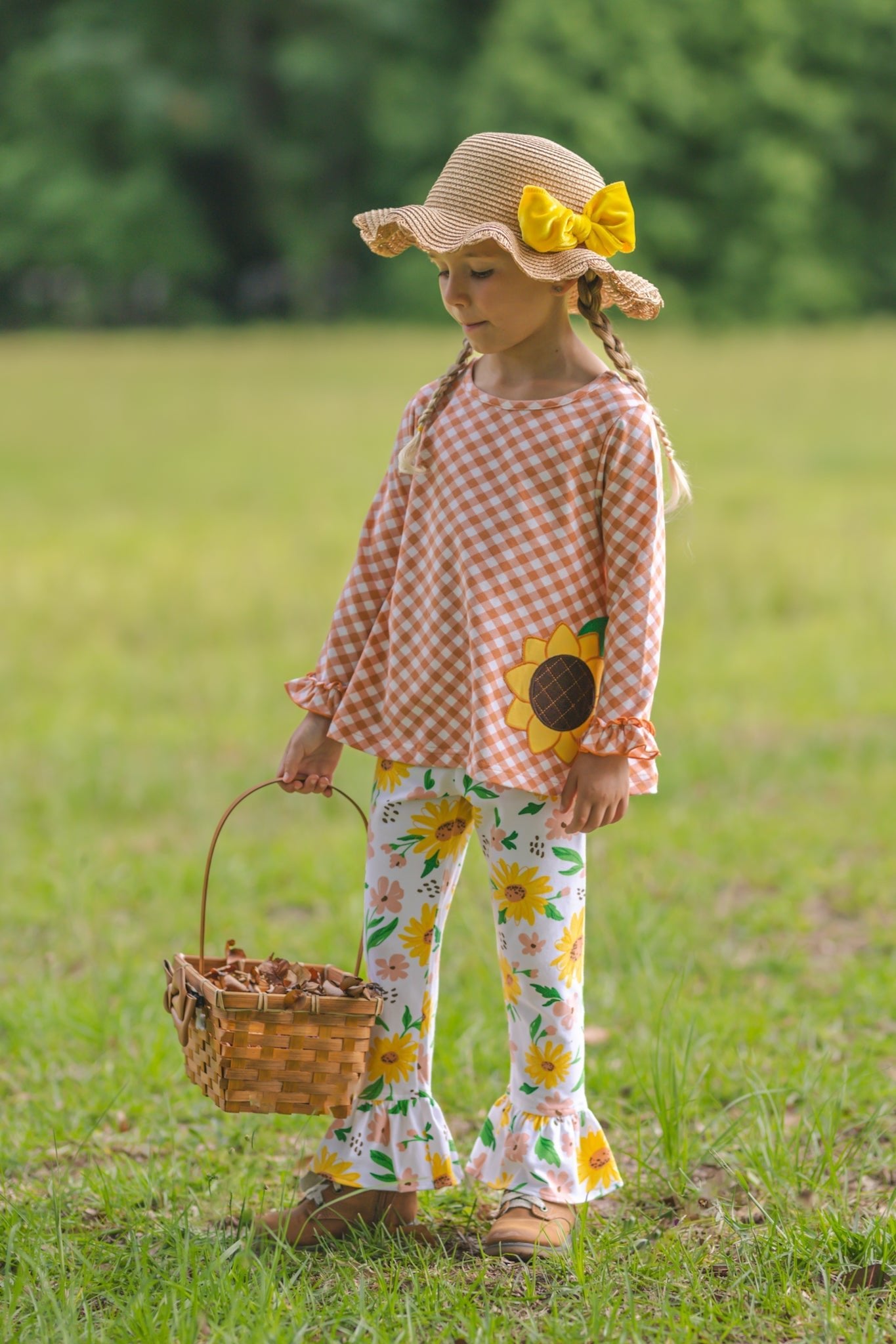 Sunflower Evenings Appliquéd Swing Top & Ruffled Leggings Set - Abbies Place