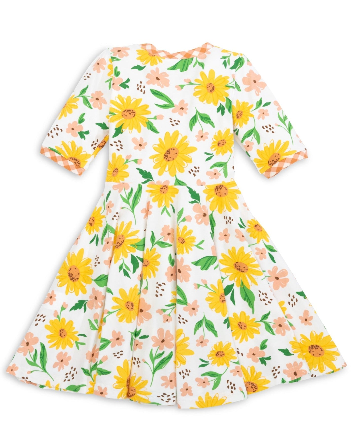 Sunflower Evenings Floral Print Knit Swing Dress with Pockets - Abbies Place