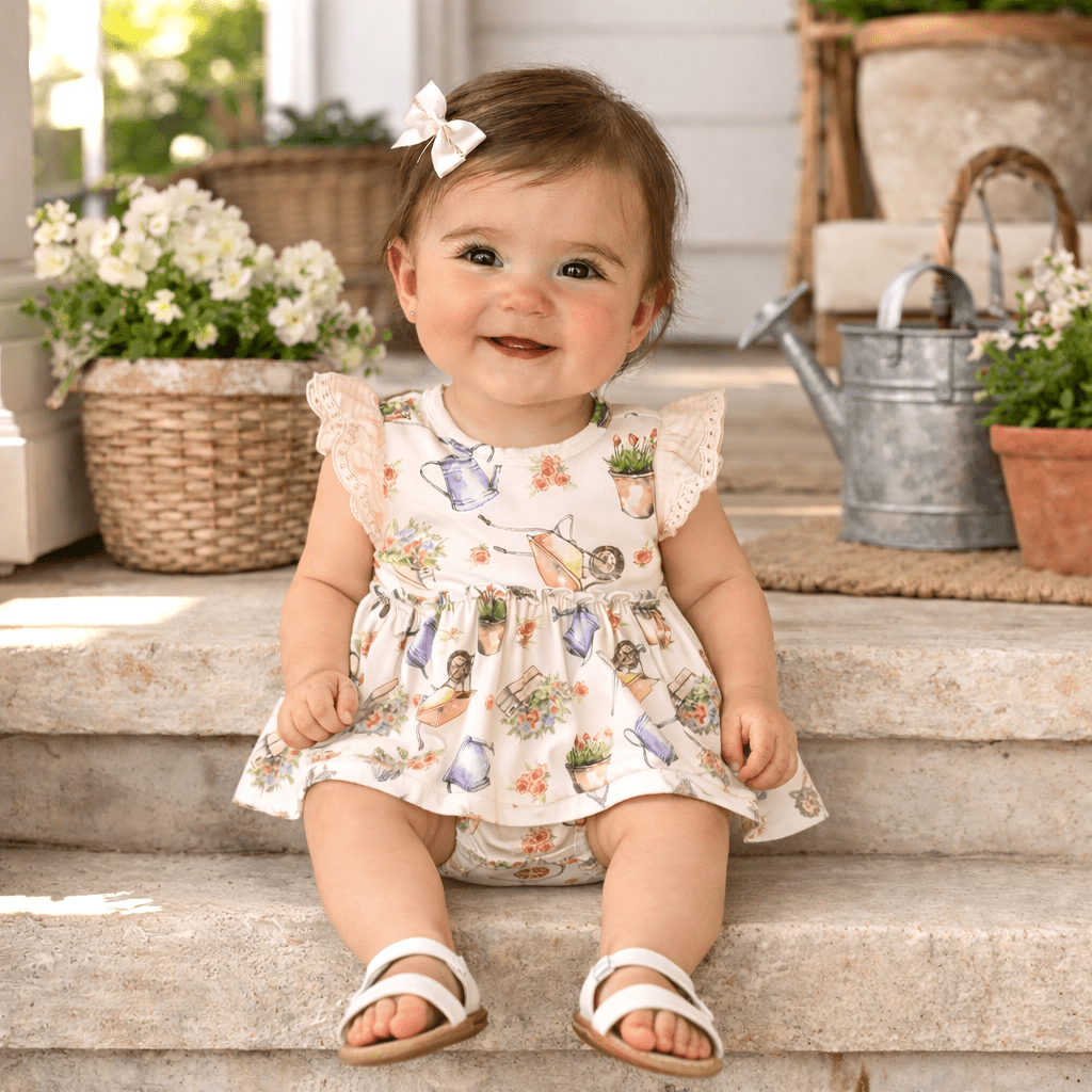 Sweet Garden Skirted Bodysuit – Bamboo Baby Outfit - Abbies Place