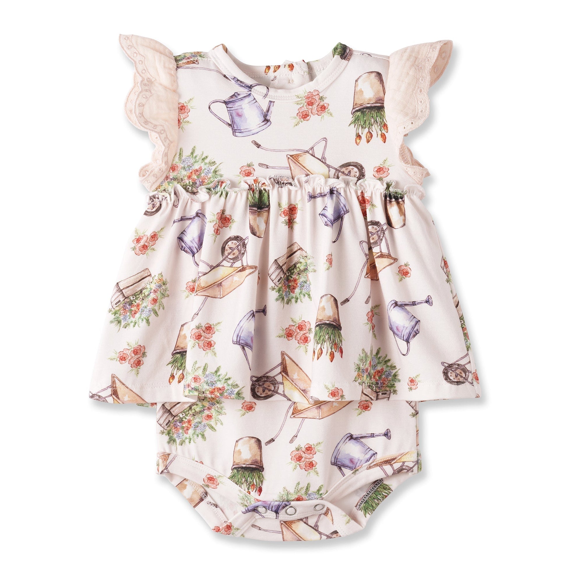 Sweet Garden Skirted Bodysuit – Bamboo Baby Outfit - Abbies Place